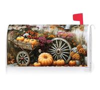 Texupday Fall Thanksgiving Harvest Pumpkins Floral Decoration Mailbox Cover with Magnetic Strip Autumn Mailbox Wraps Post Letter Box Cover Standard Size 21" X 18" Garden Farm Outdoor Yard Decor