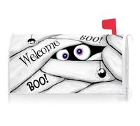 Texupday Halloween Welcome Boo Mummy Mailbox Cover with Magnetic Strip Spooky Eyes Spider Mailbox Wraps Post Letter Box Cover Standard Size 21" X 18" for Garden Outdoor Yard Decor