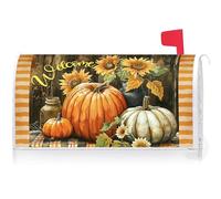 Texupday Welcome Fall Sunflower Pumpkin Mailbox Cover with Magnetic Strip Autumn Harvest Mailbox Wraps Post Letter Box Cover Standard Size 21" X 18" Garden Farm Outdoor Yard Decor