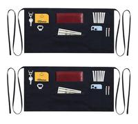 TEXVIDA 7 Pockets Server Aprons with Zipper Pocket (2 Pack) - Aprons for Women Men - Waiter Waitress Waist Half Apron 24x12, Black, 1 Zipper + 6 Pockets, Pack of 2