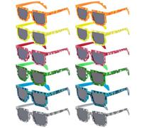 Texvora 12 Pcs Pixel Glasses, Inspired 8-Bit Sunglasses Set In 6 Colors, Full-Frame Style, Ideal For Outdoor Fun And Casual Wear