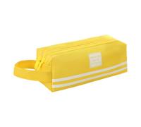 Texvora 2 Pcs Pencil Case, Double Layer Oxford Fabric Stationery Pouch, Portable Pen Bag with Double Zipper and Handle, 7.7 x 3 x 3 in, Yellow and Dark Grey