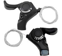 Texvora 2 Pcs Thumb Gear Shifters, 3X7 Speed Ratio System, Mountain Bike Shifters Set with Clear Scale Display, Lightweight, Rapid Responsive, Universal for Mountain, Road and Folding Bikes