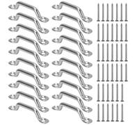 Texvora 20 Pcs Bimini Top Strap Footman Loops, 3 in 304 Stainless Steel Pad Eyes, Marine Hardware Tie Down with Screws for Kayak Boat Rigging, Boat Cover, Silver