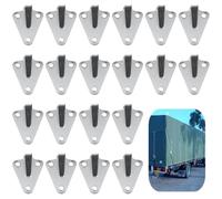 Texvora 20PCS Three-Hole Tarpaulin Hooks, Galvanised Lashing Eyes, 50 × 40 mm Guy Hook, Cast Iron Fixing Hooks, 3 mm Plate, for Trailer Nets and Tarpaulins, Trailer Tail, Side Wall, Cars and Boats