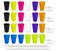Texvora 24 Pcs Organizer Pegboard Bins Set, Craft Room Accessories, Including Black, Yellow, Green, Blue, Orange, Transparent, With Pp Cups, Metal Hooks, Space-Saving Tool Organizer