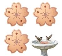 Texvora 3 Pcs Copper Bird Bath Disks, 99.99% Pure Copper Discs with Triple Point Support, Flower Shaped Bird Bath Cleaners, Physical Water Care Disks for Outdoor Bird Bowls
