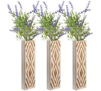 Texvora 3 Wooden Vases For Dried Flowers, Bach Style Hanging Pots With Stylish Hollow Design, Ideal For Wall Decor In The Bathroom