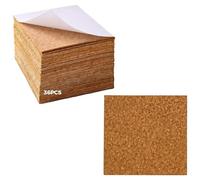 Texvora 36 Craft Squares, Self-Adhesive Cork Sheets, Protective Surface