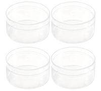 Texvora 4 Pcs Round PS Plastic Containers, 14.0 fl oz / 415 ml, Clear Circle Box with Lid, 3.9 x 2.1 in / 10 x 5.3 cm, Organizer Boxes Set for Kitchen, Bedroom, Bathroom, Easy to Clean