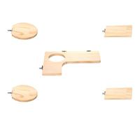 Texvora 5 Pcs Wooden Hamster Platform, L Shaped Rat Cage Platforms, Small Animal Climbing Steps, with 3.1 in / 7.9 cm Hole, Natural Wood, Easy to Install for Chinchilla, Gerbil, Bird