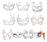 Texvora 50PCS Unpainted Paper Mache Masks, DIY Blank Masquerade Masks, White Half Face Masks for Halloween Parties, Costume Parties, Masquerade Balls, Theater Performances, 10 Styles for Painting and