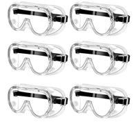 Texvora 6 Pcs Safety Glasses, Transparent Work Safety Goggles with Adjustable Strap, PC Lens, Full Seal Eye Protection, Anti Fog Lens, Fits Over Prescription Glasses, for Construction, Lab, Home