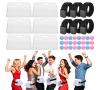 Texvora 6 Sets Bouncing Ball Twerk Game, Hip Shaking Bounce Challenge, Including Clear Boxes, Adjustable Belts, 100 Pink & Blue Balls, Interactive Party Game for Bridal Shower & Adults