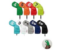 Texvora 9 Pcs Golf Club Iron Covers, Premium Pu Leather, Waterproof Head Protector, Effortless Cleaning, Numbered, Multiple Colors, 8.3 X 8.3 X 9.8 In