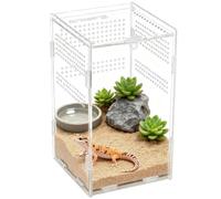 Texvora Acrylic Reptile Enclosure, 4.7X4.7X7.9 In Glass Vivarium Terrarium, Optimal Ventilation, Front Opening Door For Spiders, Frogs, Praying Mantis