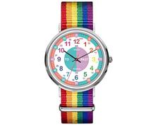 Texvora Analog Watch with Rainbow Strap, Color Coded Hour Numbers for Easy Time Reading, to and Past Markings, Reliable Movement, Metal Bezel, Crystal Cover, Splash Ready for Daily Wear