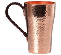 Texvora Copper Drinking Cup, 100% Pure Copper Tumbler for Cold Beverages, Handcrafted Hammered Finish, Unique Handle, 13.53 fl oz / 400 ml, for Tea, Water, Cocktails, and More, with Comfort Grip