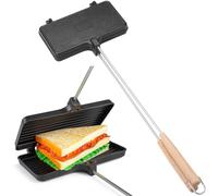 Texvora Double Pie Iron for Camping, Campfire Sandwich Maker with 2 Long Removable Handles, Mountain Pie Maker, Handheld Campfire Pie Cooker, Fireplace Cooking Equipment, Portable Tool for Picnics
