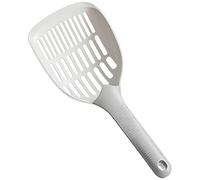Texvora Large Cat Litter Scoop, 4.6 in / 11.8 cm Wide Plastic Sifting Scooper, Deep Shovel, Long Handle, Integrated Hook, Solid One-Piece Kitty Poop Scooper for Fast Cleanup, Grey