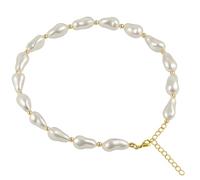 Texvora Large Pearl Necklace, Baroque Shaped with Unique Water Drop Design, Adjustable Gold Chain, White Gloss Finish, for Stylish Occasions, Statement Jewelry with a Modern, Refined Look