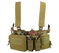 Texvora Lightweight Khaki Chest Rig, Functional 1000D Oxford Cloth, Adjustable, For Cs And Armed Fans