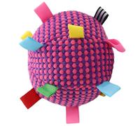 Texvora Plush Dog Bell Toy, 6.3 in / 16 cm Interactive Dog Ball for Fetching, Soft Stuffed Pet Toy with Colorful Ribbons, for Small, Medium, and Large Dogs, Rose Red