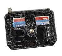 Texvora Pocket Wallet Faux Leather Crocodile Credit Card Holder Thin Wallet, Small Unisex Design, Zipper and Buckle Closure, Portable for Daily Carry