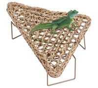 Texvora Reptile Basking Platform, Natural Straw Triangle Hammock with Sturdy Metal Legs for Bearded Dragons, Geckos and Snakes, Easy Clean Terrarium Decor, Stable Habitat Accessory