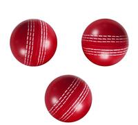 Texvora Set Of 3 Soft Cricket Practice Balls, 2.5-Inch Pu Balls, Red With White Seam, Great For Skill Training Or Family Fun
