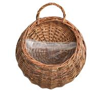 Texvora Small Brown Willow Wicker Hanging Basket, Rustic 7.9 In Wall Planter With Handle, Farmhouse Decor For Home Garden