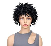 Texvora Wigs for Women Black Dreadlock, Short Pixie Wig Cut Curls with Tight, Hair Lookalike Human, Natural No Black Bangs, Cap with Adjustable Combs 3, Style Afro 15 Cm/5.91 in