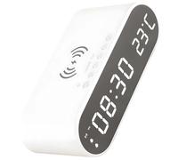 Texvora Wireless Charging Digital Alarm Clock With Dual Alarms, 15W Fast Charger, Temperate Display, Snooze Feature For Bedrooms, White