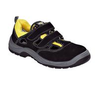 teXXor 6115-48 Safety sandals"Romans" S1, Size 13, black/grey/yellow