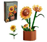 TEXXXIAN Flowers Building Blocks Set for Adults 269 PCS Botanical Bonsai Series for Woman Girls 12+, Sunflowers Potted Bouquet Plants Kits Home Office Desk Decor Gift