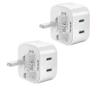 TEYASI 2 Pack USB C Plug Fast Charger Plug 25W New Type C and USB Wall Charging Plug Adapter UK for iPhone 16 15 14 13 12 11 Pro Max Plus, Pad Pro Air Mini, Head Adapter Charge