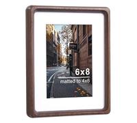 TEYCLZORE Picture Frames 8x6 Inch, Walnut Wood 15x20cm Natural Wooden Photo Frame, with Mat to Display Picture 10x15 cm, Tabletop & Wall Mounting, Vertical or Horizontal Display