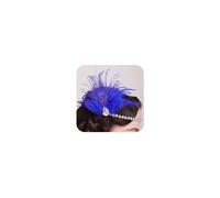 Teyglen 1920s Feather Headpiece Flapper Feather Headband Royal Blue Feather Hair Clip Crystal Hair Band Roaring 20 Hair Accessories Great Gastby Headpiece for Women Girls (Headband)