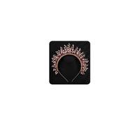 Teyglen Vintage Wedding Pink Rhinestones Tiara Headband Bridal Crystal Hair Crown Handmade Hair Pieces Headpieces for Women Brides Prom Pageant Birthday Party (Pink)