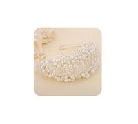 Teyglen Wedding Pearl Headband Bridal Tiara Crown Floral Princess Hair Pieces Accessories for Women Bride Prom Birthday Party, 1 Count (Pack of 1)