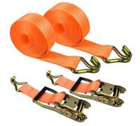 TEYIAN 2 Set Ratchet Tie Down Straps 5cm x 6m Real 5000kg/11000lb Loading Capacity Heavy Duty Lashing Strap Tensioning Belts Ratchet Straps for Vans Trucks Cars Motorcycles