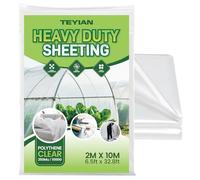 TEYIAN 2 x 10M Heavy Duty Polythene Plastic Sheeting Thickened Plastic Dust Sheets Garden Grow Polythene Cover Sheets Dustproof Waterproof