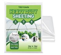 TEYIAN 2 x 3M Heavy Duty Polythene Plastic Sheeting Thickened Plastic Dust Sheets Garden Grow Polythene Cover Sheets Dustproof Waterproof