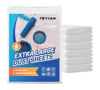 TEYIAN 6 Pack 4 x 5M Large Plastic Dust Sheets for Decorating & Painting Clear Heavy Duty Polythene Sheeting Plastic Sheeting Dust Covers for Painting, Furniture & Floor Protection