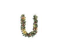 teyiwei 6FT/1.8M LED Christmas Pre-Lit Garland,Artificial Wreath with Bowknot Red Berries Pine Cones,christmas garlands Suitable for Firepla