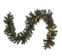 teyiwei LED Pre-Lit Christmas Garland, 1.8M PVC, Red Berries Pine Cones, Runner Shape, For Fireplace/Bar/Tops/Staircase/Door