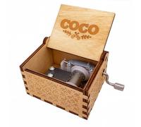 Teykst Hand Crank Music Box Remember Me | Wood 18 Note Vintage Engraved Musical Boxes Collection Decoration | Gift for Christmas Birthday Anniversary