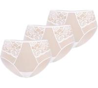 Teyli 3 Pack Women's Knickers High Waisted Briefs Mesh Floral Lace Full Comfort Breathable Stretchy Panties Pack of 3 Vida Color White Size 18
