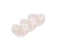 Teyli 3 Pack Women's Knickers High Waisted Briefs Mesh Floral Lace Full Comfort Breathable Stretchy Panties Pack of 3 Vida Color White Size 18