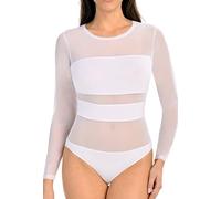 Teyli Bodysuit Women's Body Elegant Mesh Top Body Long Sleeve Women's Bodysuit Women's Long Sleeve